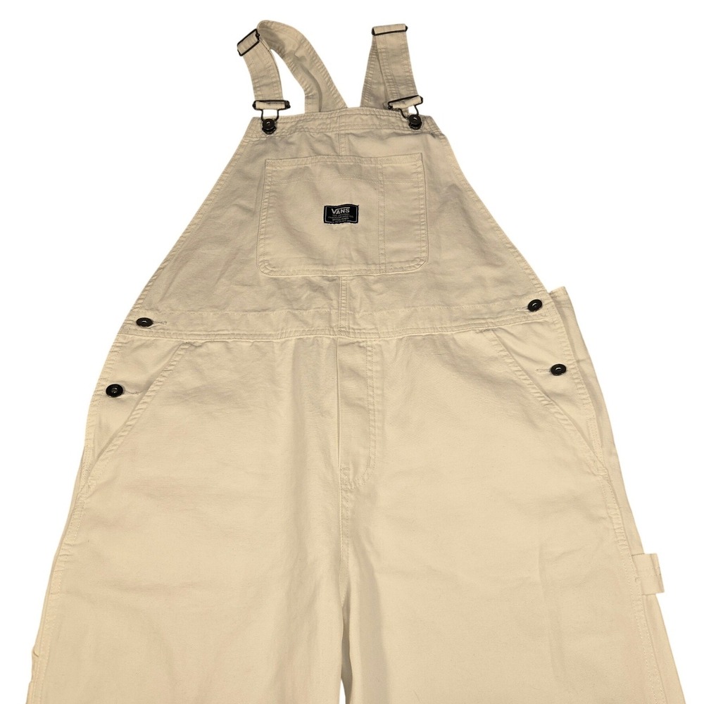 Vans Ground Work Overalls White Canvas Bib Dungarees VN0A5JHIFS8 XXL NWT